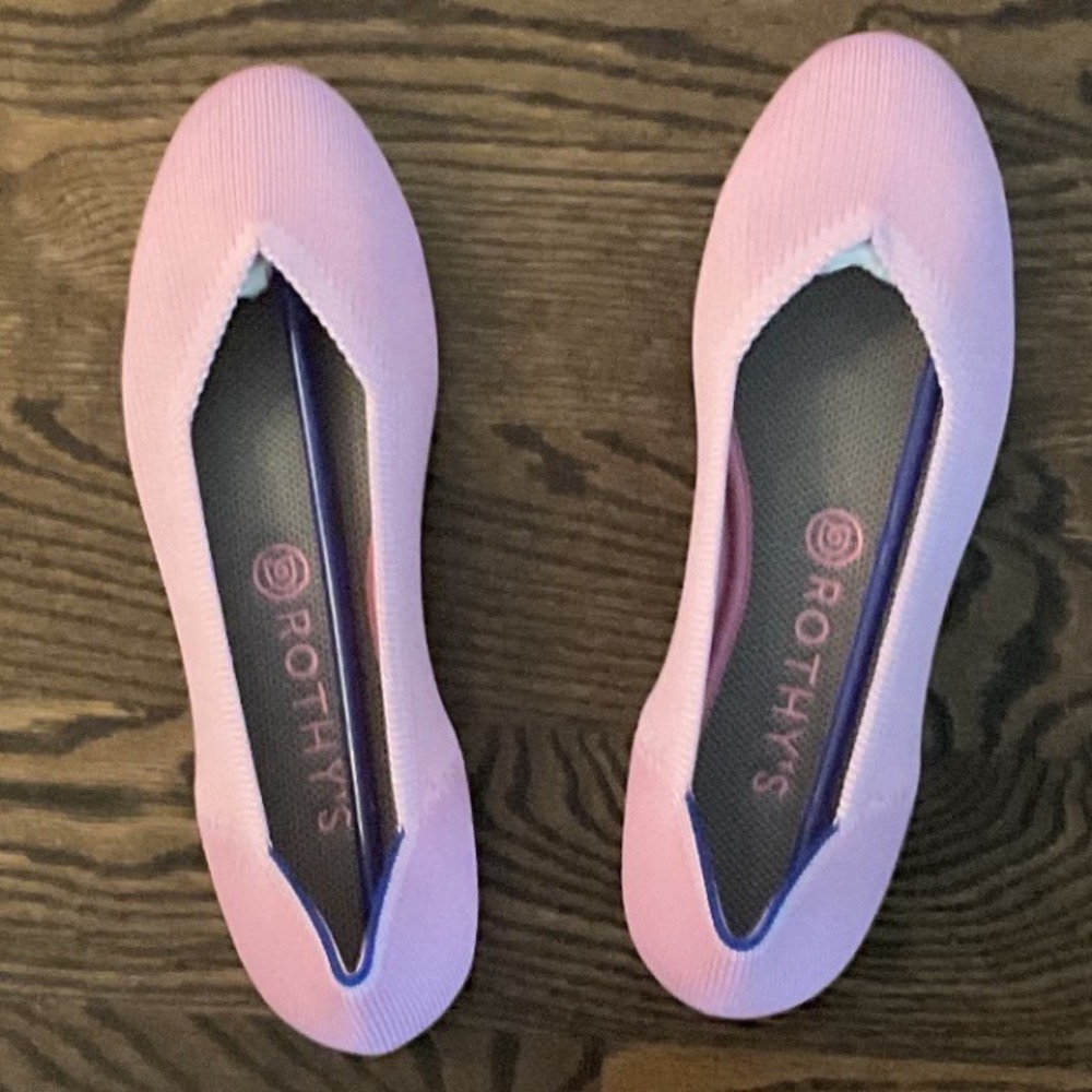 Rothys The Point Pink Round Toe Knit Flats Womens Size 9